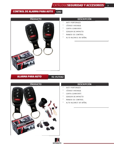 EG-05/E362 Alarma para Auto