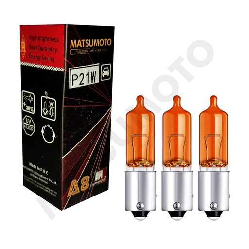 [AMP-P21/5W-AMBER] Ampolleta P21/5W Halógeno